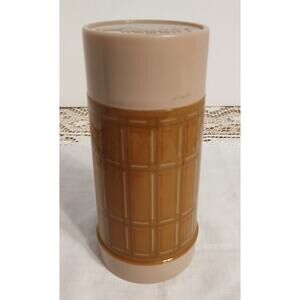 Vintage Alladin Best Buy Thermos Bottle Wide Mouth Light Caramel Brown Plaid